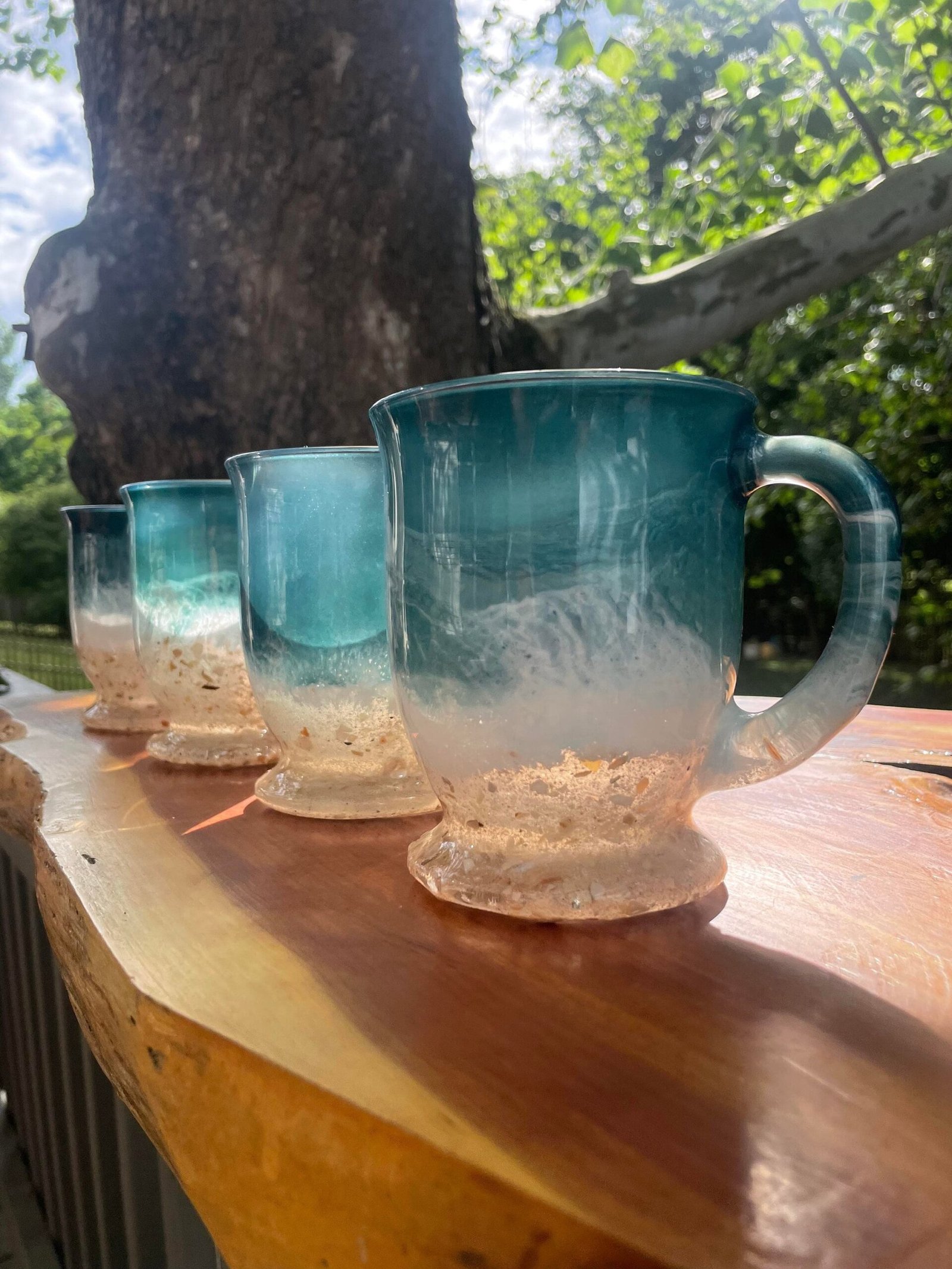 Beach-inspired coffee mug and glassware