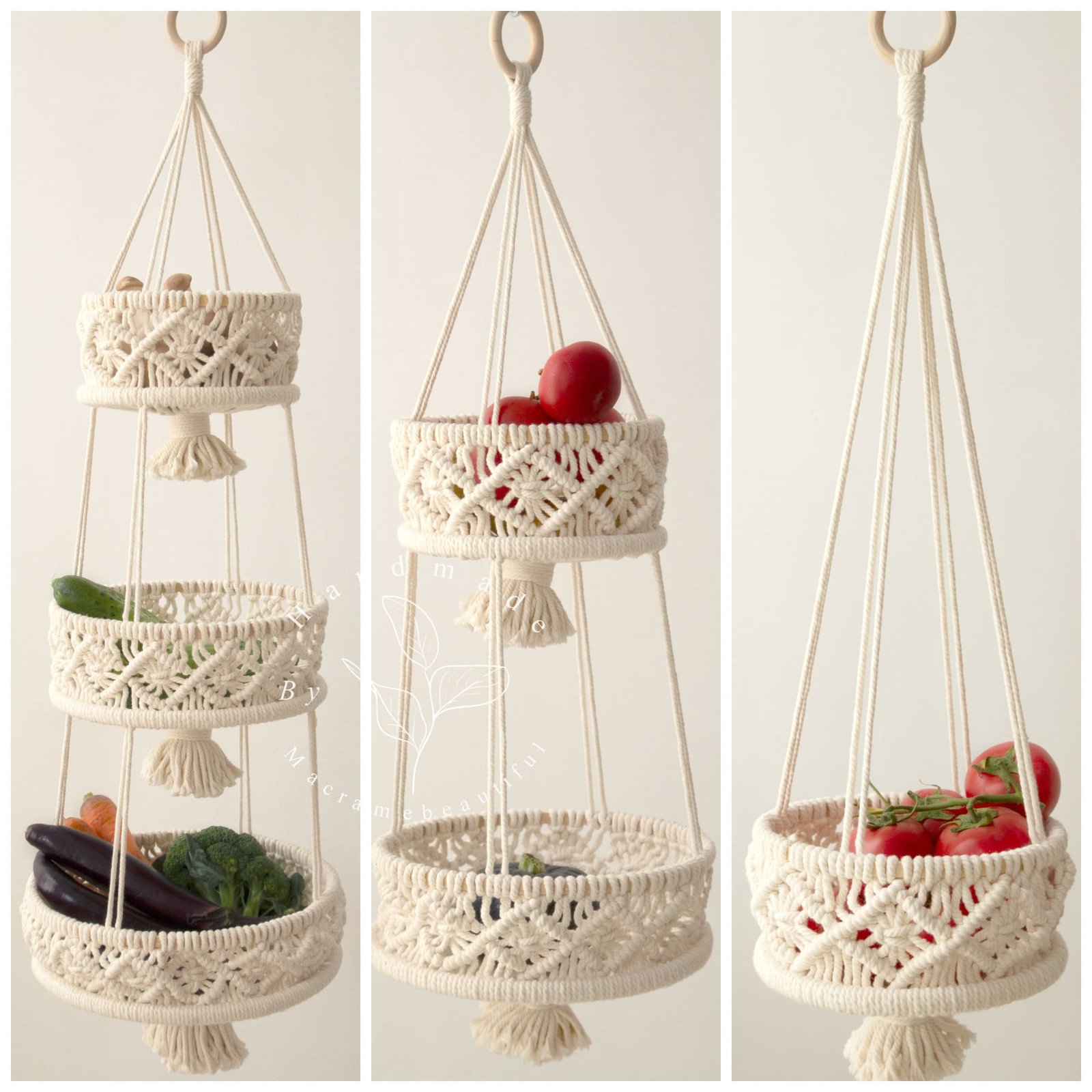 Hanging fruit basket for kitchen storage