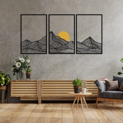 Mountain and Sun Wall Art Set