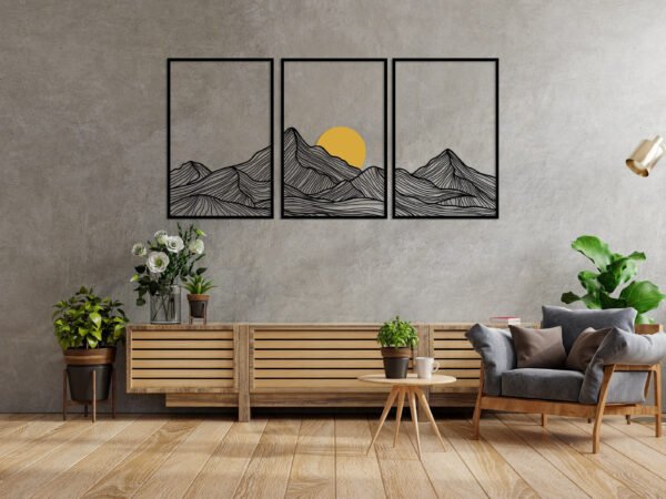 Mountain and Sun Wall Art Set