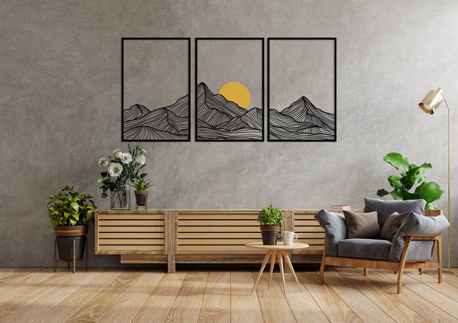 Mountain and Sun Wall Art Set