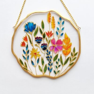 Pink Flower Stained Glass Window Suncatcher
